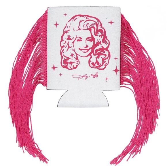 Dolly Parton Other - Dolly Pardon Pink Fringe & White Can Cooler NEW 4" × 5" Party Favors WWDD